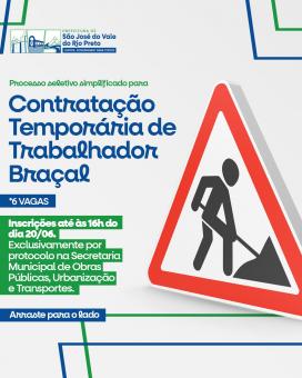 Contratação Temporária de Trabalhador Braçal. 