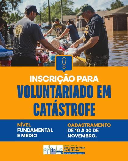 Inscrição para Voluntariado em Catástrofe.